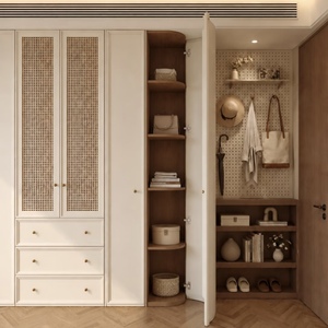 <span class=keywords><strong>Armadio</strong></span> Moderno in Stile Francese <span class=keywords><strong>con</strong></span> Pannelli in Legno, Mobile per Camera da Letto, Guardaroba <span class=keywords><strong>con</strong></span> Ripiani Rimovibili per Vino e Stoviglie, per Soggiorno - Product Image 3