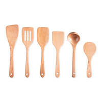 Onbeschilderde groothandel natuurlijke beukenhouten kookgereiset, houten spatel, lepel, saladevork, antiaanbak keukengerei