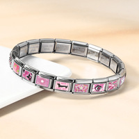 Bracelet en acier inoxydable 9 mm avec breloques italiennes à mots anglais romantiques dorés et colorés, idéal pour la fabrication de bijoux DIY, cadeau parfait.