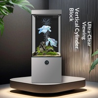 Meuble d'aquarium vertical de luxe pour salon, en verre super blanc, avec filtre de fond intégré et vidange à une touche
