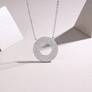 สร้อยคอเงินแท้ S925 ประดับเพชรโมอิสซาไนต์ทรงวงกลม: ดีไซน์โดนัทเรียบง่าย ปรับขนาดได้ สร้อยคอเครื่องประดับชั้นดี - Product Image 5