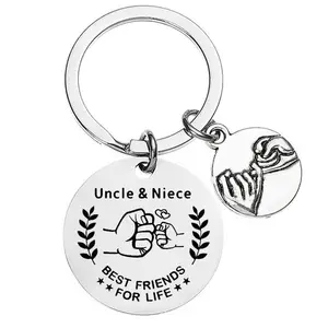 2024 Customizable Engraved Text MOTHER DAUGHTER UNCLE NIECE Stainless Steel Pendant Keychain