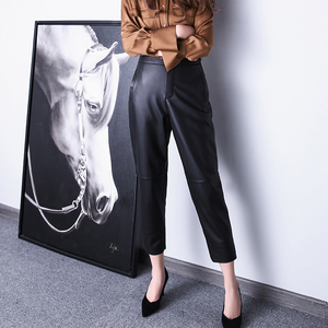 <span class=keywords><strong>Pantaloni</strong></span> a Vita Alta in <span class=keywords><strong>Vera</strong></span> <span class=keywords><strong>Pelle</strong></span> di Agnello Taglia Grande per <span class=keywords><strong>Donna</strong></span>, Versatili e Stile Rettro - Product Image 2