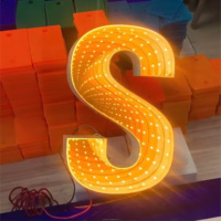 Logo 3D lumineux en lettres miroir pour canal de mer profonde, matériau pour lettres en relief, panneau de logo, lumière LED, néon