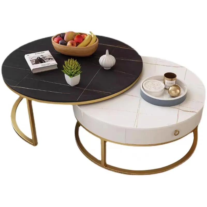 2020 newest modern simple style black glass marble top tea center coffee table