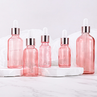 Flacons compte-gouttes en verre rose or rose de luxe 5 ml/50 ml/100 ml, impression d'écran, logo personnalisé, pots vides pour cosmétiques, huiles essentielles
