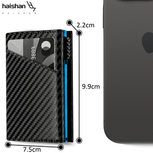 ארנק כרטיסים עסקי מסיבי פחמן לגברים, יוקרתי, מעוצב, מגנטי, מאלומיניום, עם פתיחה מהירה לכרטיסי אשראי - Product Image 6