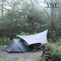 YGY 3.2*2.9M étanche jardin auvent Poly coton/TC bâche auvent parasol tente hamac toile pluie mouche hexagone pour Camping soleil