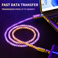 Kabel Data RGB, gradien pengisian daya Super cepat untuk Apple Micro tipe-c Data LED kabel pengisian daya UCB14
