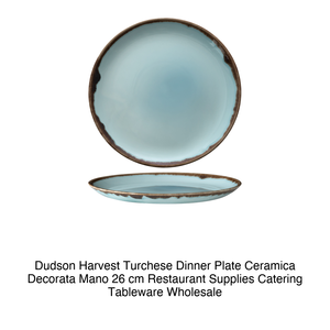 Harvest Turquoise Flat <b>Plate</b> Ø 26 cm Dudson Hand-Decorated <b>Ceramic</b> - Product Image 2
