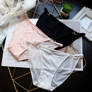 Wholesale Ribbon Iron Ring Sexy Silk <strong>slip</strong> Women's Low Waist Underwear Women's Ice Panties - Product Image 3