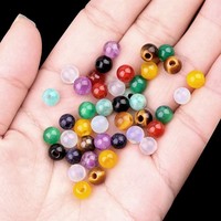 Perles en vrac DIY à grand trou de 6 mm et 2 mm, rondes, en Amazonite, Labradorite, Améthyste, Agate Noire, Blanche et Jaune, Accessoires