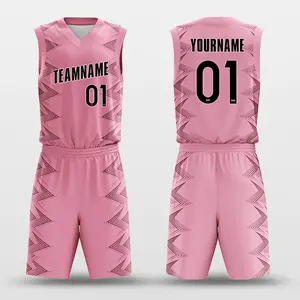 Wholesale Latest Design Digital Print Custom Sublimated Pink Tusk Basketball Uniform For Girls Mens