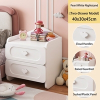 Table de chevet moderne et mignonne pour chambre à coucher, rose et blanche, avec 2 tiroirs et poignées nuage, design anti-basculement, vente en gros