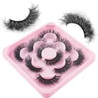 5 paires de faux cils ultra-volumineux en faux vison, effet spectaculaire, bande noire douce et légère, pour scène et soirée E14