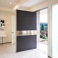 Porte de jardin pivotante en aluminium sur mesure, finition bois, gravée CNC, porte piétonne extérieure avec serrure intelligente pour entrée de villa de luxe