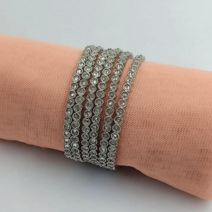 Jewelemarket Elegant & Luxurious Silver Plated White Crystal Stone Bracelets & <b>Bangles</b> <b>Set</b> Premium Jewelry Collection - Product Image 2