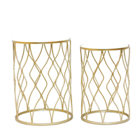 Petite Table Ronde Ensemble Miroir Table Basse Affichage Fin Console Table En Métal Salon Meubles Or Fourni Moderne 1 Set T/T