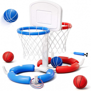 Ensemble <span class=keywords><strong>de</strong></span> jeux aquatiques flottants à double <span class=keywords><strong>panier</strong></span> pour le basketball <span class=keywords><strong>de</strong></span> <span class=keywords><strong>piscine</strong></span> et le jeu <span class=keywords><strong>de</strong></span> lancer d'anneaux aquatiques, jeu aquatique pour deux personnes pour un divertissement et une compétition en plein air - Product Image 1