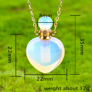 Kalung Botol Minyak Atsiri Bentuk Hati dari Batu Kristal Penyembuh, Botol Parfum, Dipoles - Product Image 4
