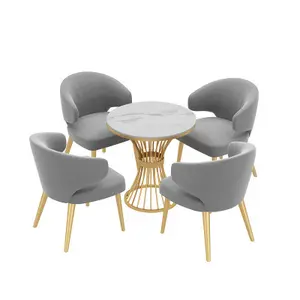 โต๊ะ4เก้าอี้สำหรับพักผ่อนใน Nordic Modern Coffee Shop,ขนาดเล็กรอบตารางหินอ่อนสำหรับนมชา Shop,ขาย Offi