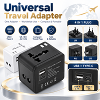 Adaptor Perjalanan Laptop Universal USB Type-C USB-A Port Pengisian Cepat 15W Konverter Colokan Daya All-in-One Paket Kabel Perjalanan OEM