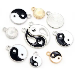 Набор бижутерии для браслета и ожерелья, двусторонний набор из металлического сплава в форме капли масла для поделок, Tai Chi Bagua Macroporous Beads