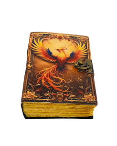Phoenix Grimoire Leather Journal Handmade Vintage <b>Book</b> of Shadows Embossed Notebook <b>Blank</b> Pages for Writing Drawing and Notes - Product Image 2