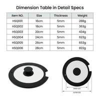 Couvercle en verre trempé transparent de 5 mm, résistant à la chaleur, pour casseroles et poêles de 20 cm