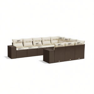 Ensemble de canapés de jardin en rotin PE marron crème, design contemporain, imperméable, avec coussins en mousse haute densité - Product Image 1