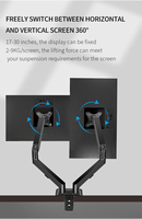 Swelix M22B Support de moniteur de bureau intelligent Adaptateur de montage de moniteur à ressort à gaz 17-30 "LCD LED Support double moniteur Bras de support noir