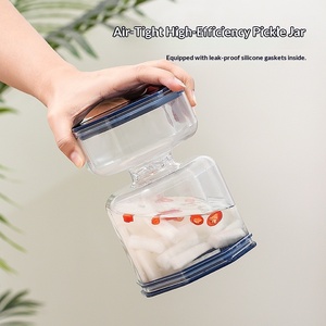 Pot à cornichons en plastique hermétique avec séparation sec/humide, forme sablier, pour légumes marinés, usage domestique, vente en gros, produit transfrontalier TikTok - Product Image 5