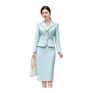 Nouvelle Robe Blazer Professionnelle Printemps et Automne pour Femme, en Tissu Structuré, <span class=keywords><strong>avec</strong></span> Boutons Décoratifs, Manteau Court Élégant - Product Image 1