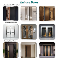 Portes de maison modernes en aluminium coulé, portes coulissantes pliantes noires, design de porte d'entrée principale, porte pivotante en aluminium coulé