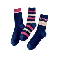 Nouvelles chaussettes femme automne/hiver style coréen, tendance, mi-mollet, décontractées, color-block, style européen, à double aiguille