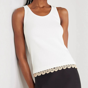 Women's Lace Trim Spliced Cami Tank <b>Top</b>, Versatile Sleeveless <b>Top</b> for Daily <b>Layering</b> Casual Wear - Product Image 1