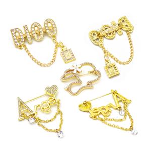 Crystal <b>brooches</b> Fashion Women rhinestone <b>brooch</b> <b>Silver</b> Gold Alloy Jewelry Pearls Metal Custom Hijab <b>Brooch</b> - Product Image 2