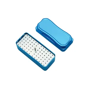 1 unidad Caja de esterilización de aluminio de 72 orificios, autoclavable, para agujas dentales (Púrpura/Plateado/Rojo/Azul) para fresas de alta/baja velocidad - Product Image 5