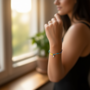 Bracciale Nodo a Sette Stelle in Acciaio Inossidabile Silver Moon, Braccialetti alla Moda con Perline - Product Image 2