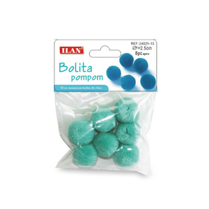 Ilan Bolita Pompom 2.5Cm Turquoise <b>Wool</b> <b>Craft</b> Decorations - Product Image 2
