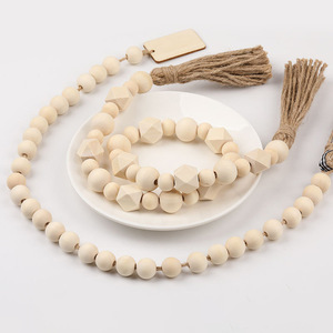 <span class=keywords><strong>Perles</strong></span> en bois de formes variées, couleur naturelle, pour la fabrication de colliers, la décoration intérieure, style ferme, ornement pour plateau à étages, attache de rideau - Product Image 1