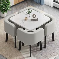 Ensemble table et chaises rondes minimalistes pour négociations, mobilier commercial de réception pour bureaux, cafés, salons de thé et pâtisseries