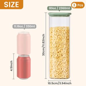 Bocal de rangement alimentaire personnalisé en verre borosilicate de haute qualité pour cuisine, réutilisable, avec couvercle en plastique - Product Image 2