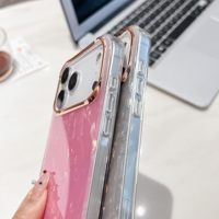 Coque IMD Scintillante Effet Bling avec Cadre d'Objectif Électroplaqué Antichoc pour iPhone 17 Pro Max 16 15 14 Plus 13 Air