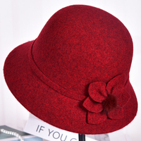 Elegante Sombrero Cloche de Lana para Mujer, Ajustable, con Diseño Floral, para Invierno, Formal, Casual, de Fiesta