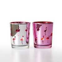 Porte-bougie en verre sculpté Flamant rose, en coffret, pour décoration de dîner aux chandelles de mariage, ornements pour la Journée nationale des Bahamas et la Journée des Morts mexicaine