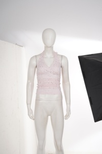 Women's Pink Halter Neck Crop <b>Top</b> with <b>Rhinestone</b> Stars and Side Pleats V-Neck Backless Slim Fit Party <b>Top</b> for Summer 2026 - Product Image 6