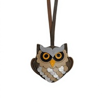 Breloque de sac à main en cuir de vachette pleine fleur et cuir de crocodile véritable, en forme de hibou, classique et mignonne, avec boucle de suspension