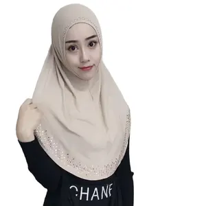 Klaar voor Eid Hoge kwaliteit collectie ontwerp moslim hijab eenvoudige ontwerp hijab met strass een stuk