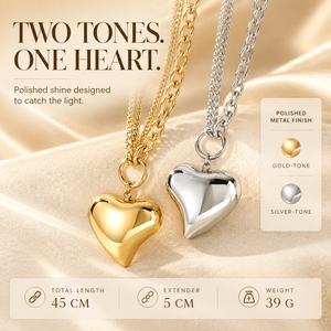 Collar con Colgante de Corazón Abombado Chapado en Oro de 18K, Acero Inoxidable 316L, Dije de Corazón Hueco 3D para Mujer, Regalo Ligero - Product Image 2